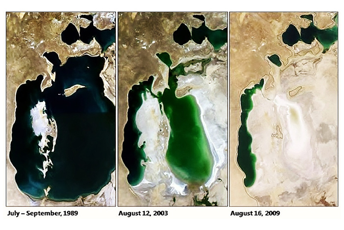 Aral sea - in the 60's it was still the fourth largest lake in the world and the economic, ecological and social blessing from God