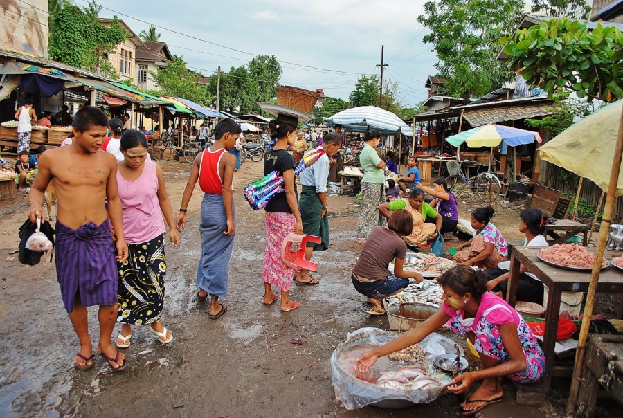 A rural bazaar in Burma.